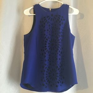 Blue cutout sleeveless top